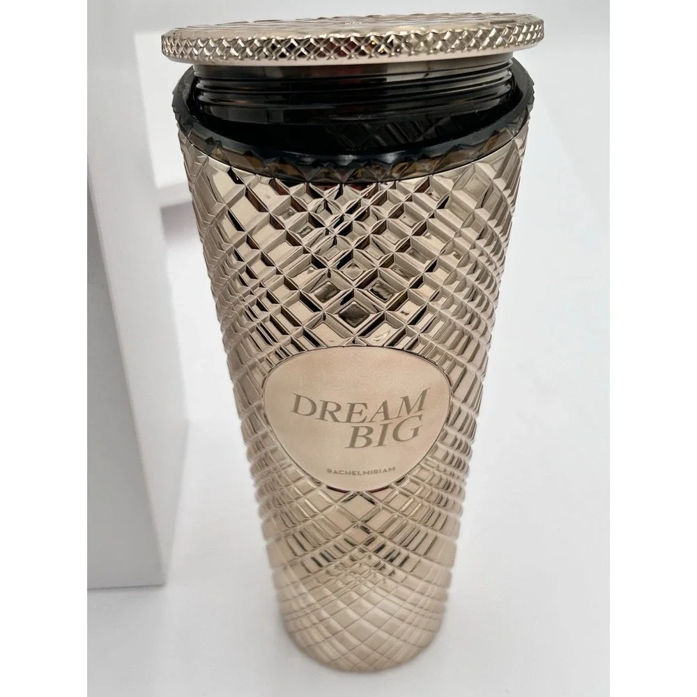 RACHEL MIRIAM Dream Big Metallic Gold Tumbler 24 oz - New in Packaging BPA Free